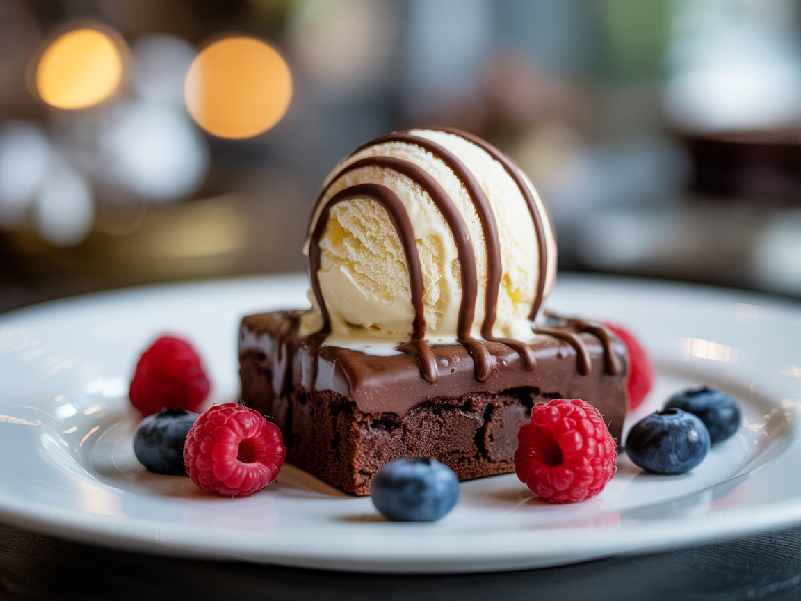 Brownie con helado